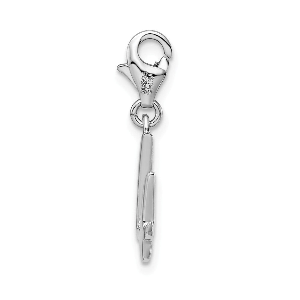 Sterling Silver Rhodium-plated Number 4 With Lobster Clasp Charm