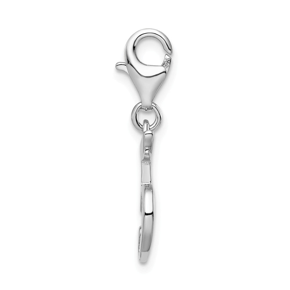 Sterling Silver Rhodium-plated Number 5 With Lobster Clasp Charm