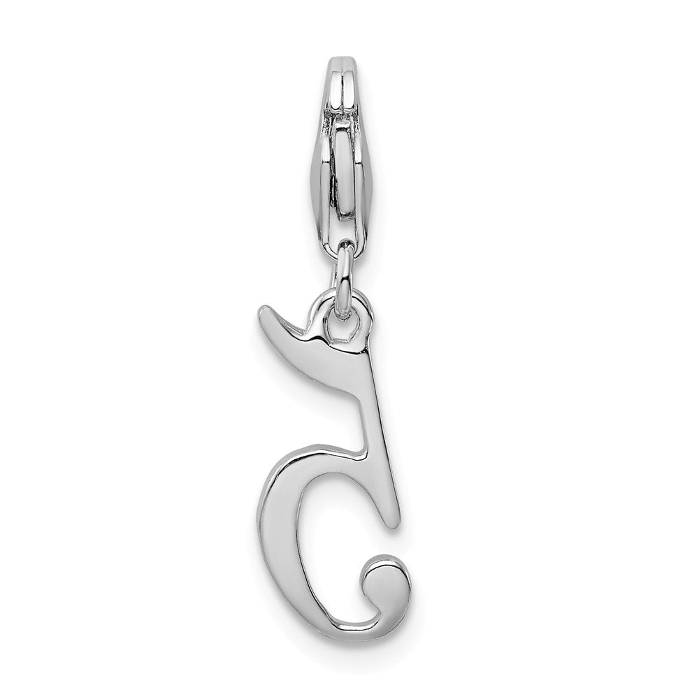 Sterling Silver Rhodium-plated Number 5 With Lobster Clasp Charm