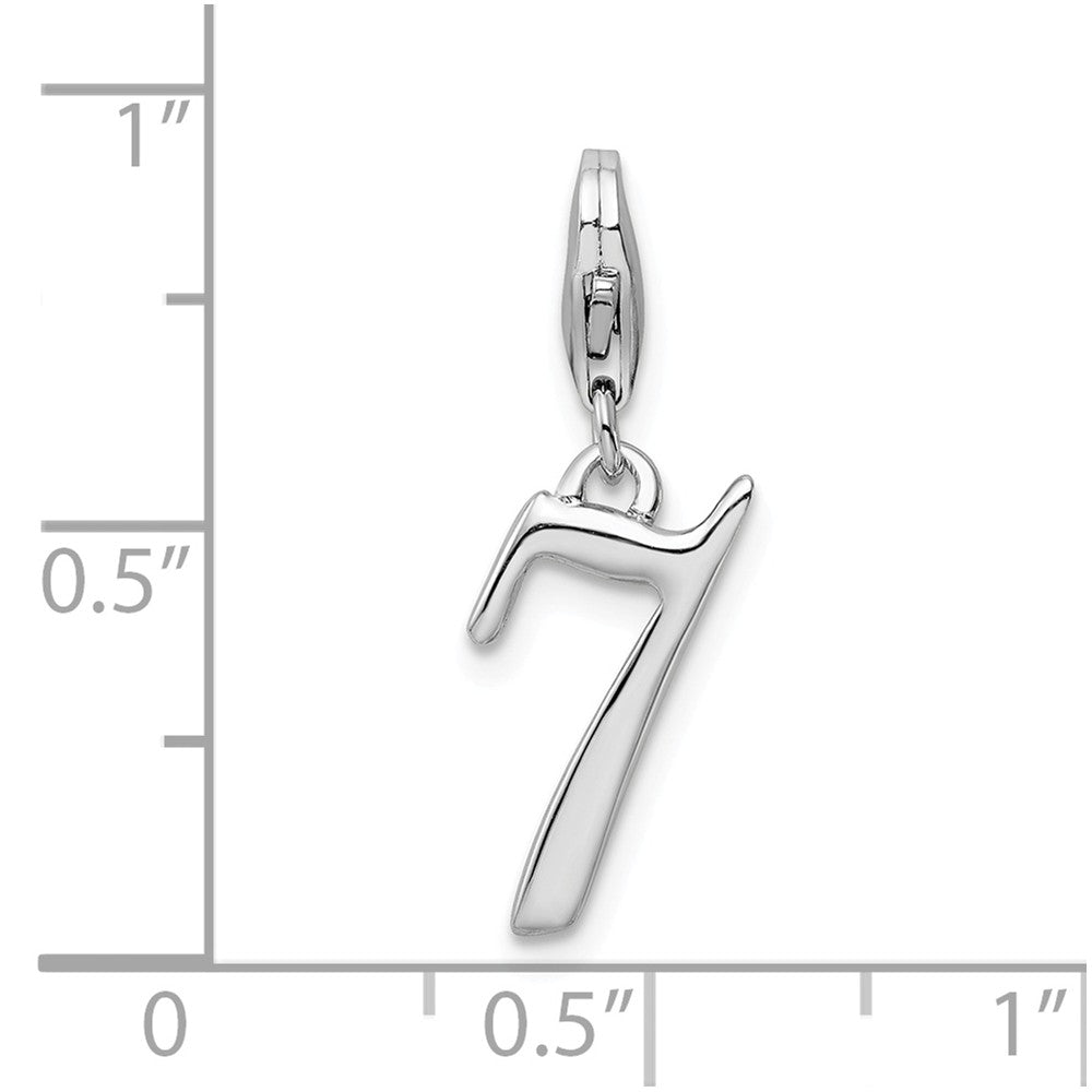 Sterling Silver Rhodium-plated Number 7 With Lobster Clasp Charm