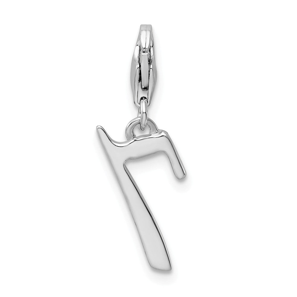 Sterling Silver Rhodium-plated Number 7 With Lobster Clasp Charm