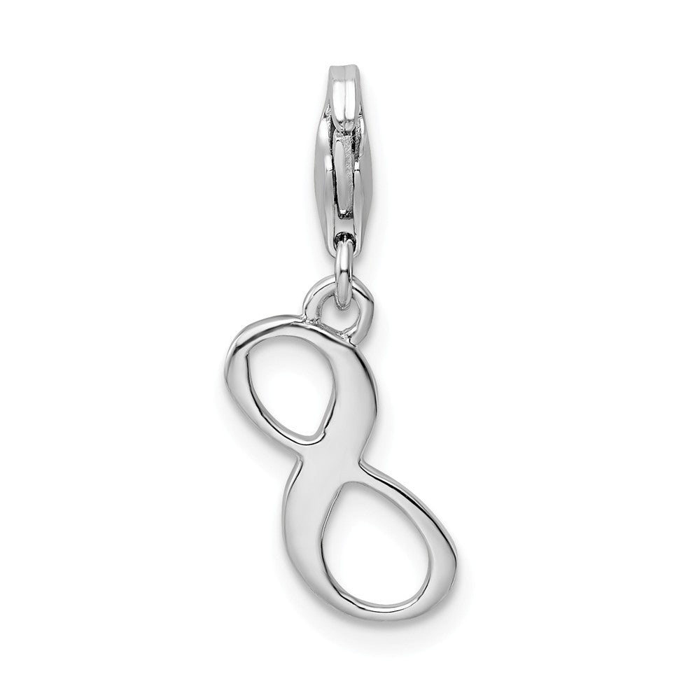 Sterling Silver Rhodium-plated Number 8 With Lobster Clasp Charm