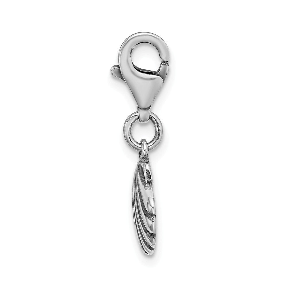 Sterling Silver Antiqued Clam Shell With Lobster Clasp Charm
