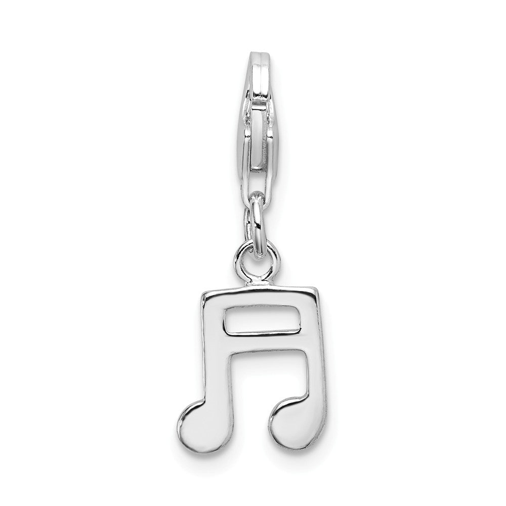 Sterling Silver Rhodium-plated Polished Beamed Sixteenth Note With Lobster Clasp Charm