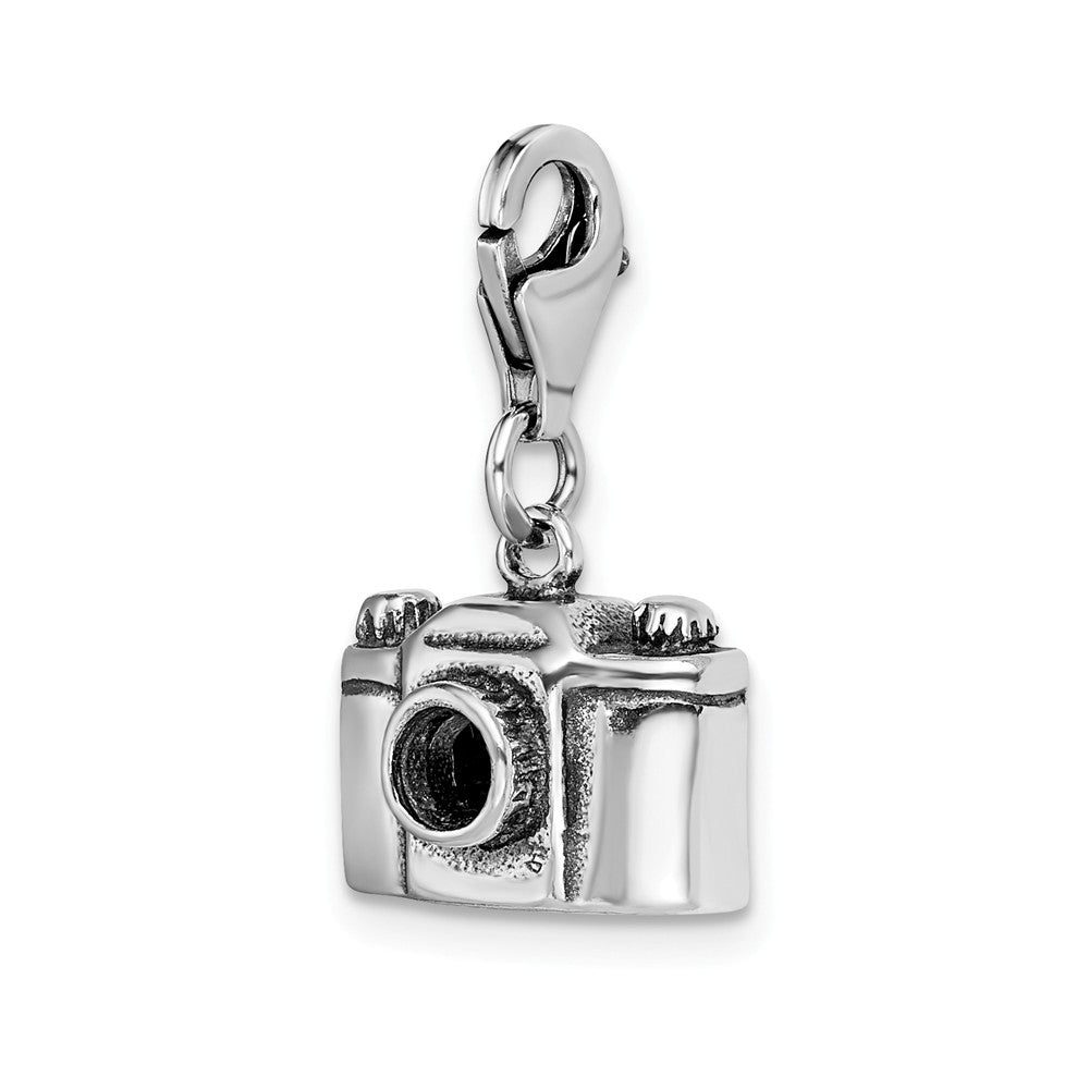 Sterling Silver Antiqued Camera With Lobster Clasp Charm