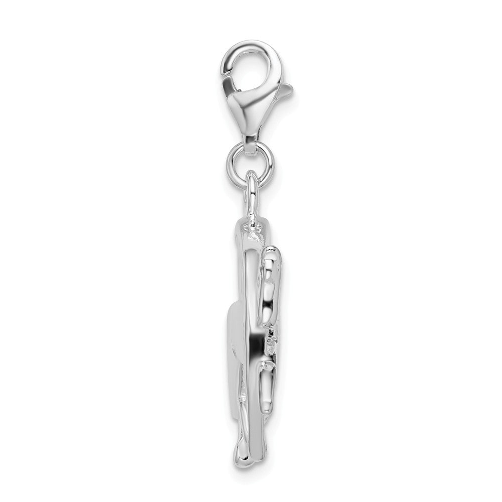 Sterling Silver Rhodium-plated Horse And Shoe With Lobster Clasp Charm