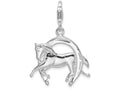 Sterling Silver Rhodium-plated Horse And Shoe With Lobster Clasp Charm