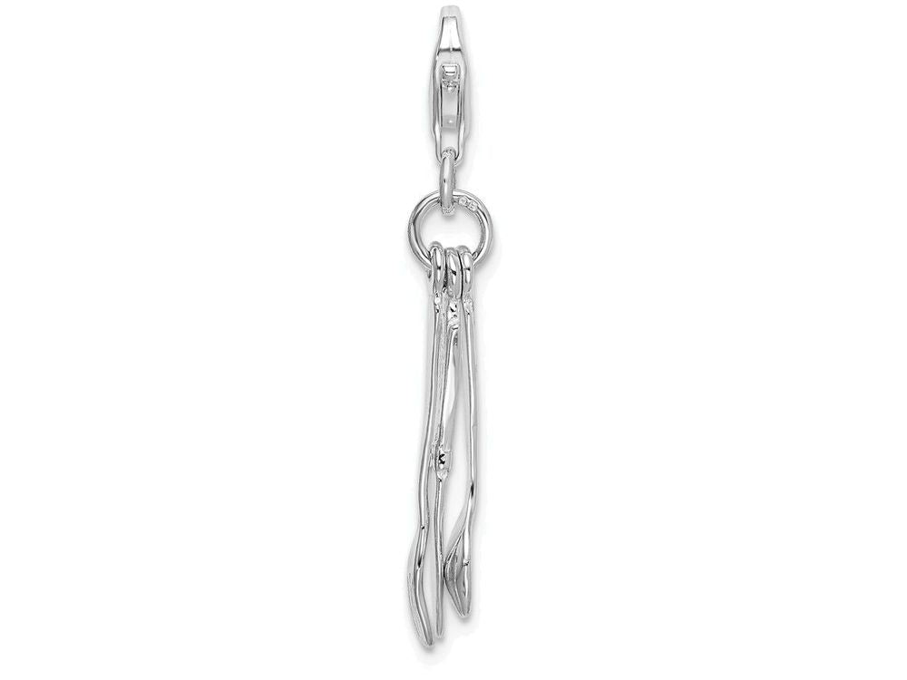 Sterling Silver Rhodium-plated Cutlery With Lobster Clasp Charm