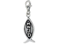 Sterling Silver Antiqued Wwjd Ichthus With Lobster Clasp Charm