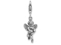 Sterling Silver 3d Antiqued Angel and Harp With Lobster Clasp Charm