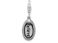 Sterling Silver Antiqued Believe With Lobster Clasp Charm