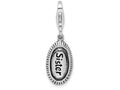 Sterling Silver Antiqued Sister With Lobster Clasp Charm