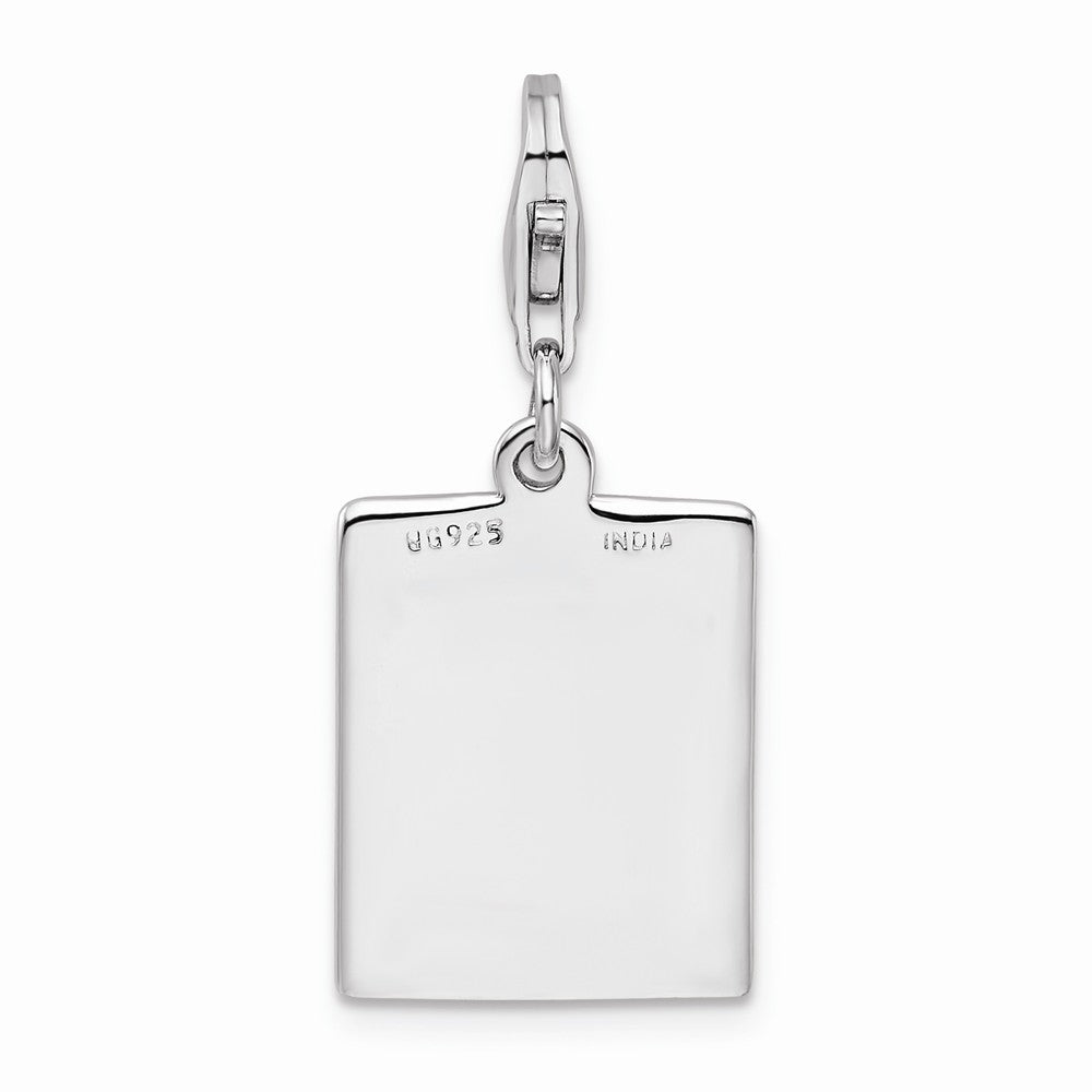 Sterling Silver Rhodium-plated Bingo Card With Lobster Clasp Charm