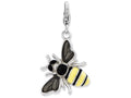 Sterling Silver Rhodium-plated Enameled 3-d Yellow Jacket With Lobster Clasp Charm