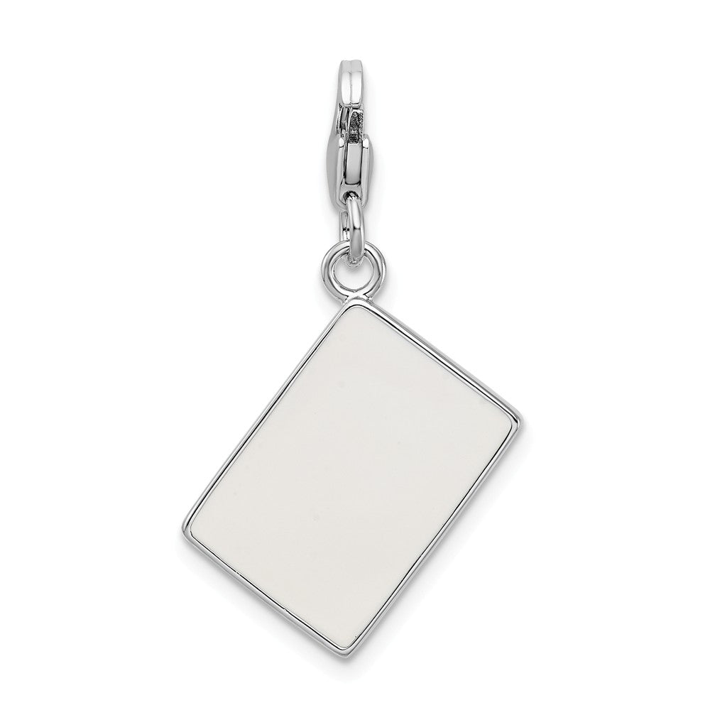 Sterling Silver Rhodium-plated Enameled 3-d Ace With Lobster Clasp Charm