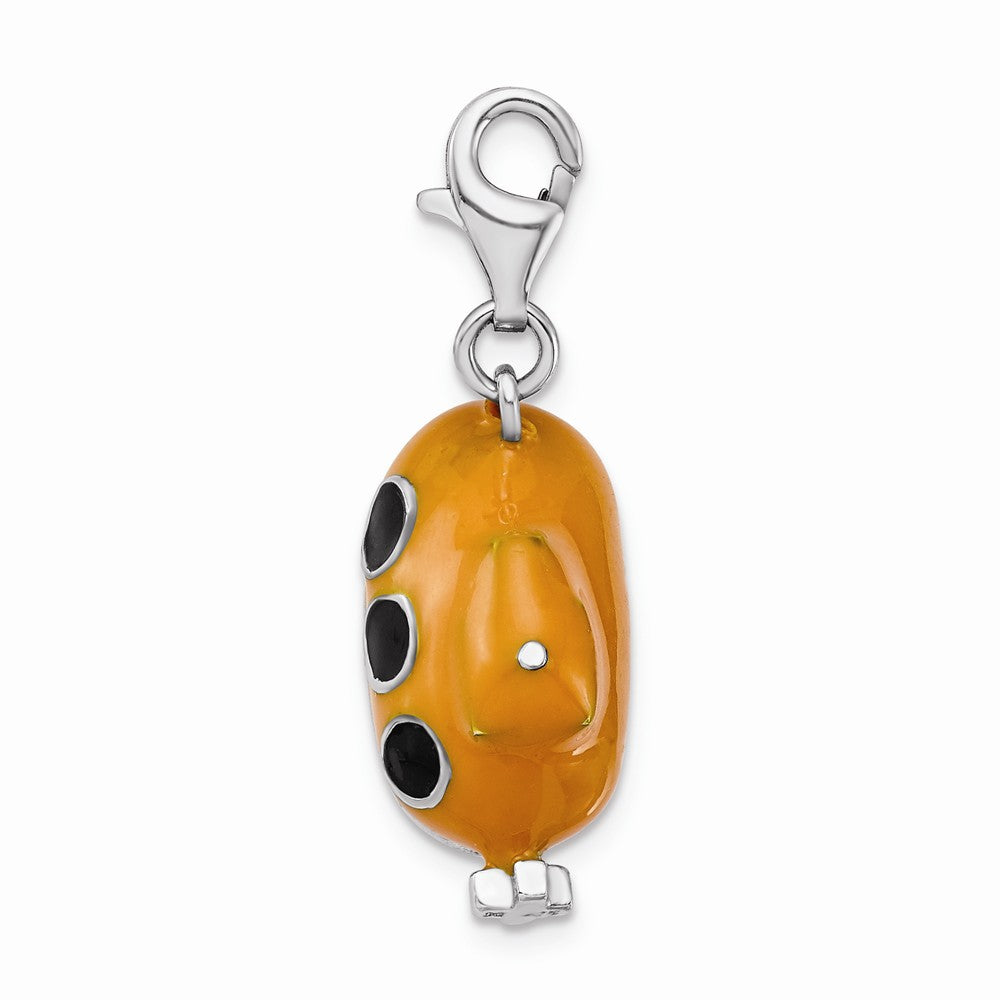 Sterling Silver Rhodium-plated 3-d Enameled Submarine With Lobster Clasp Charm