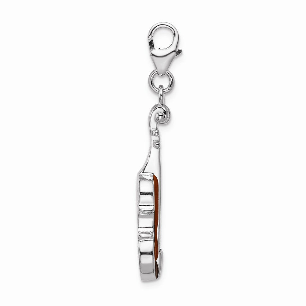 Sterling Silver Rhodium-plated Enameled 3-d Viola With Lobster Clasp Charm