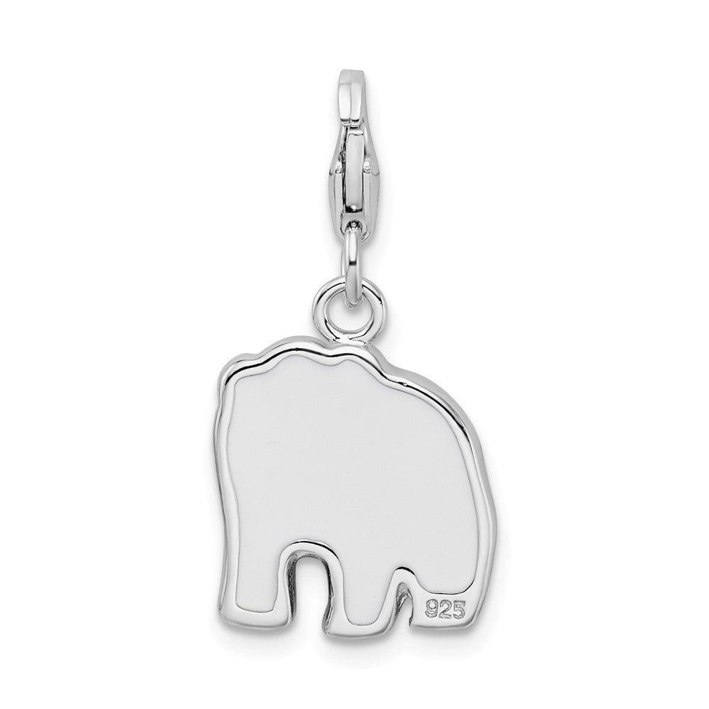 Sterling Silver Rhodium-plated Enameled Panda Bear With Lobster Clasp Charm