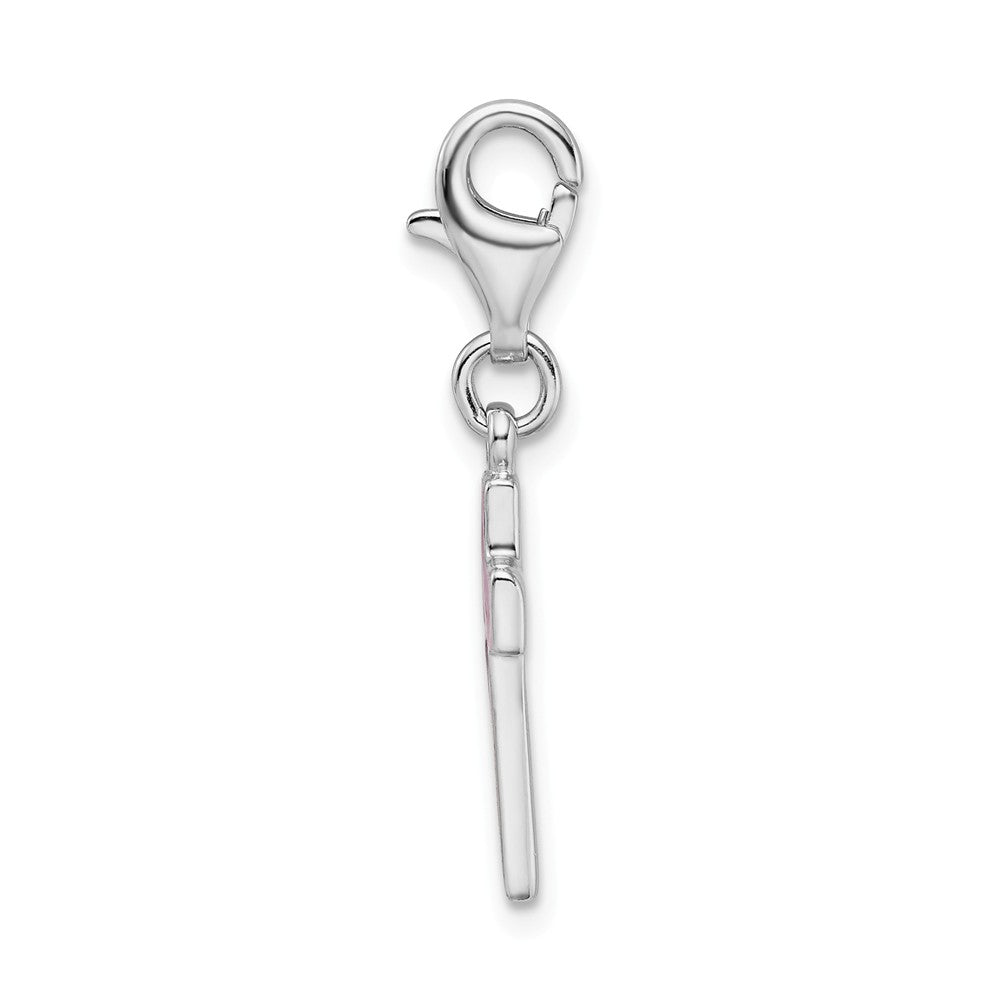 Sterling Silver Rhodium Plated Enameled Crosterling Silver With Lobster Clasp Charm