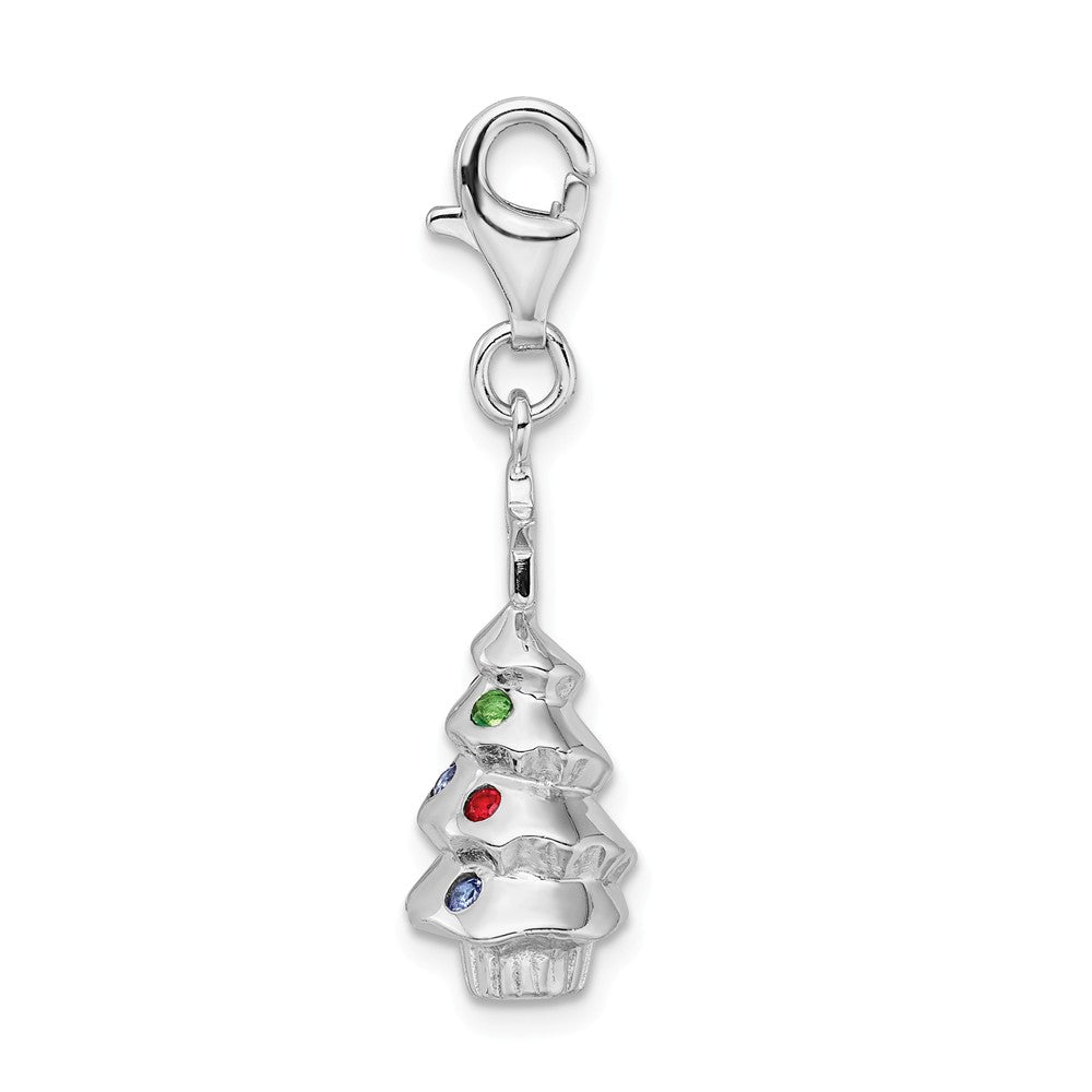 Sterling Silver Rhodium Plated Multi Glasterling Silver Stone Tree With Lobster Clasp Charm