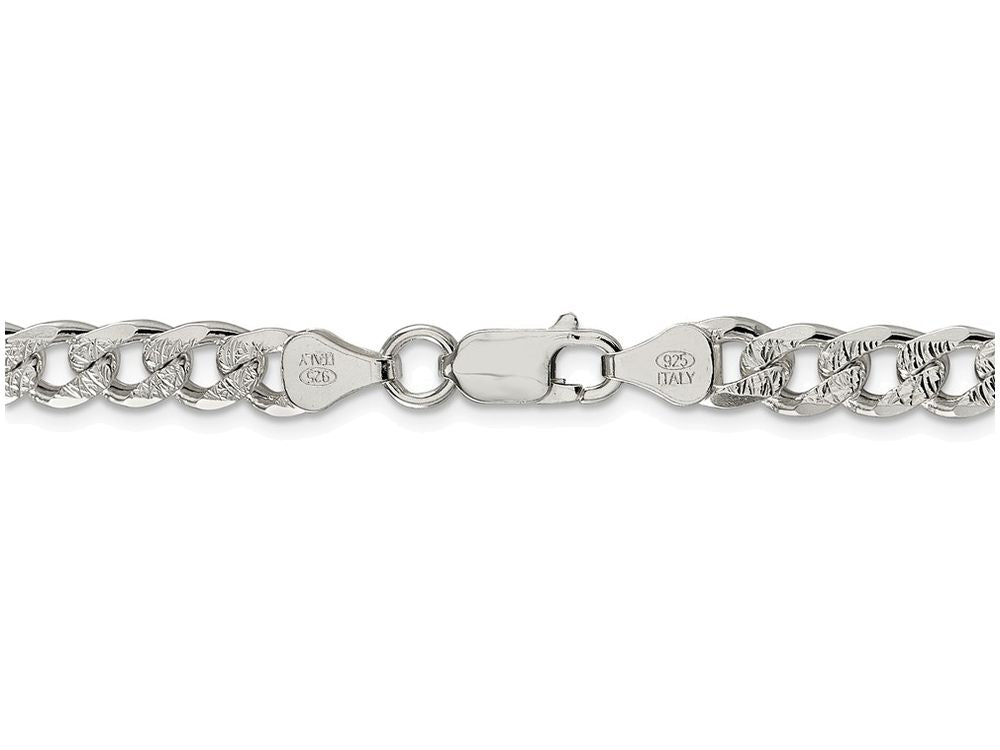 FJC Finejewelers 18 Inch Sterling Silver 7mm Pave Curb Chain Necklace
