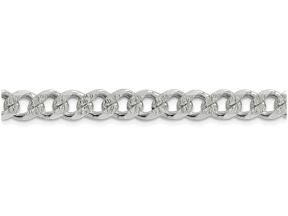 FJC Finejewelers 18 Inch Sterling Silver 7.5mm Pave Curb Chain Necklace