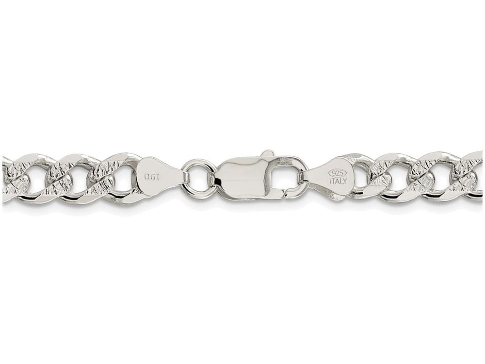 FJC Finejewelers 18 Inch Sterling Silver 7.5mm Pave Curb Chain Necklace