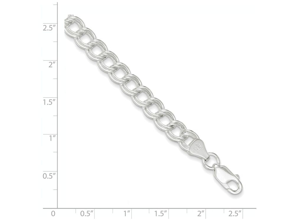 FJC Finejewelers Sterling Silver Double Link Charm Bracelet