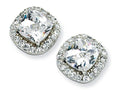 Cheryl M Sterling Silver Rose-cut CZ Square Post Earrings