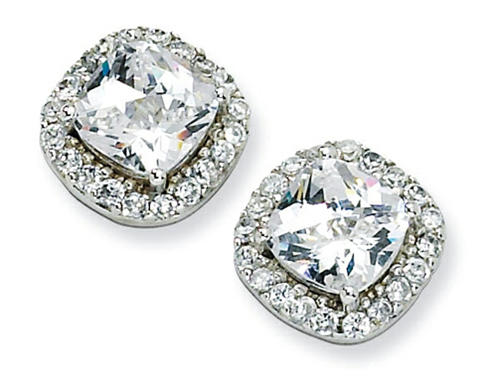 Cheryl M Sterling Silver Rose-cut CZ Square Post Earrings
