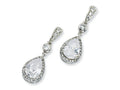 Cheryl M Sterling Silver Pear CZ Dangle Post Earrings
