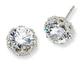 Cheryl M Sterling Silver Round CZ Post Earrings