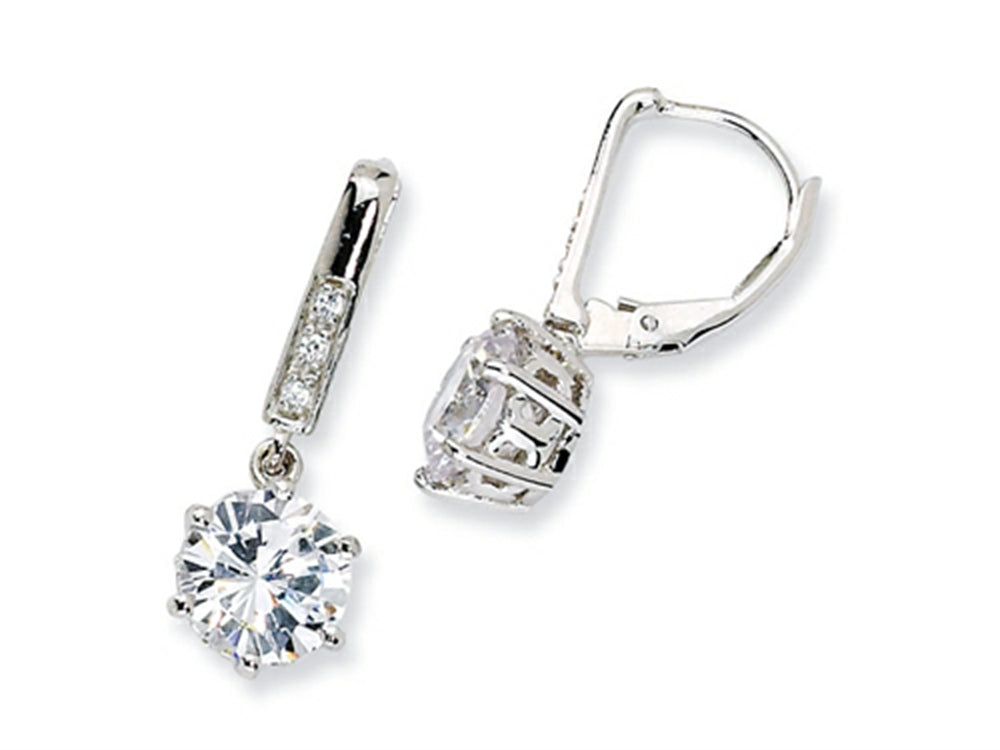 Cheryl M™ Sterling Silver CZ Leverback Earrings