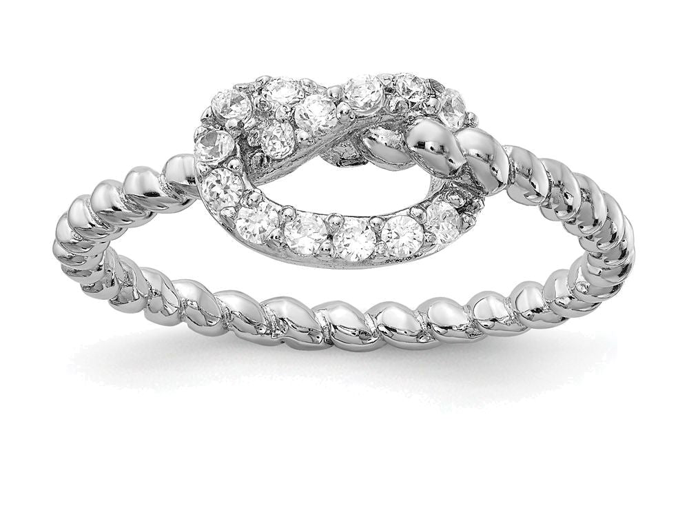 Cheryl M Sterling Silver CZ Knot Ring