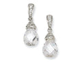 Cheryl M Sterling Silver Teardrop CZ Dangle Post Earrings