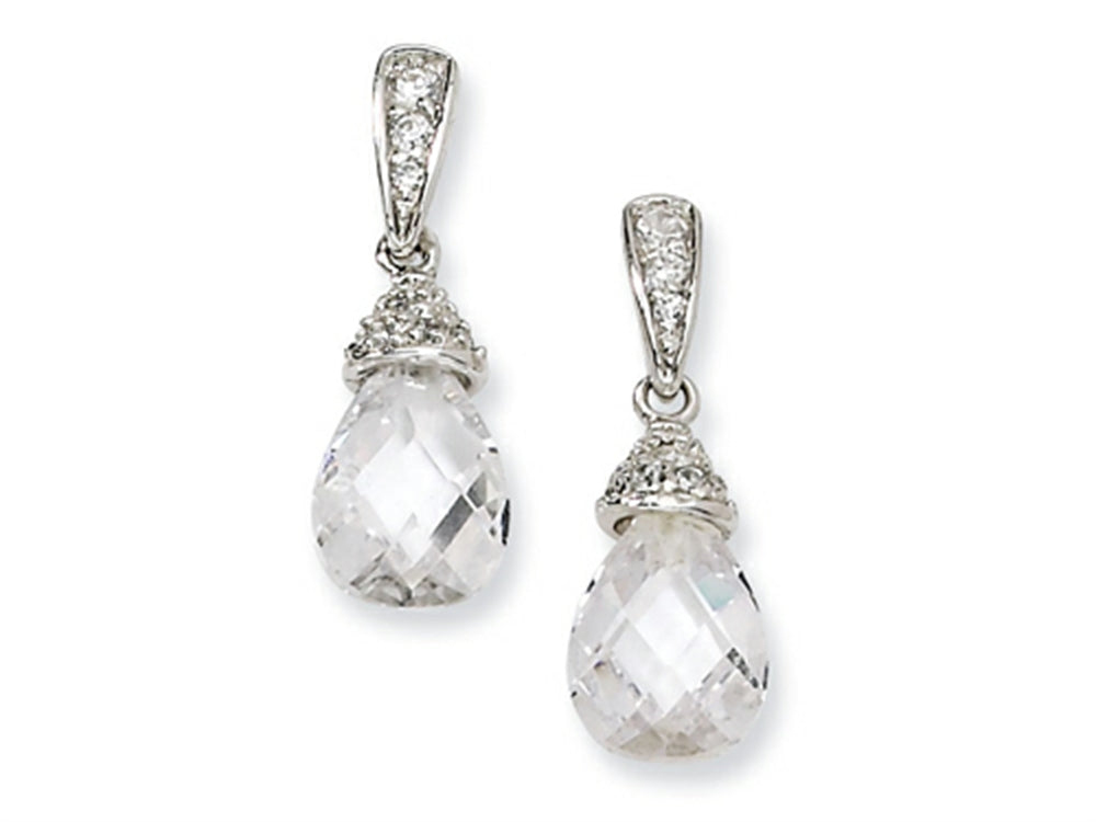 Cheryl M™ Sterling Silver Teardrop CZ Dangle Post Earrings