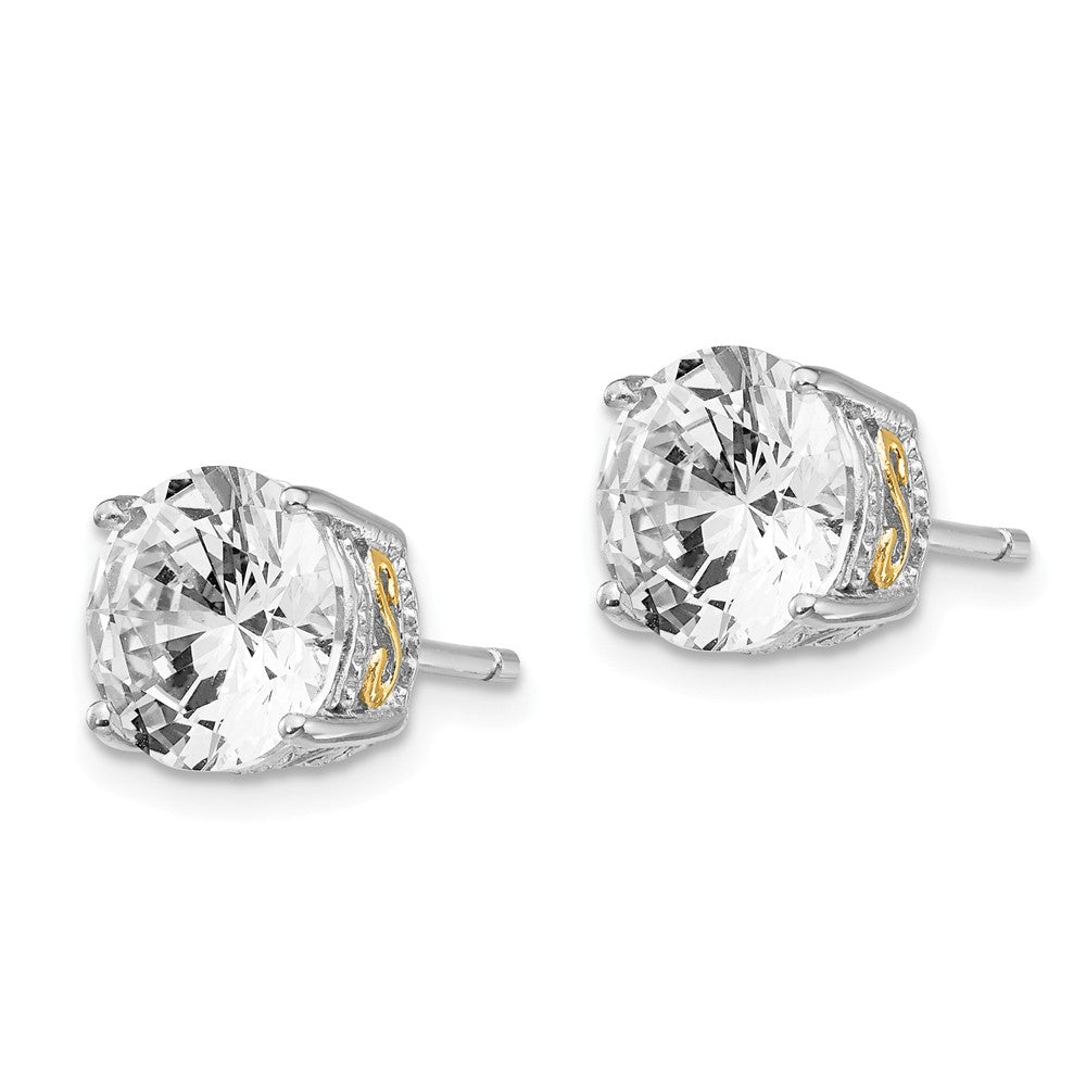 Cheryl M Sterling Silver and Gold Plated 8mm CZ Stud Earrings