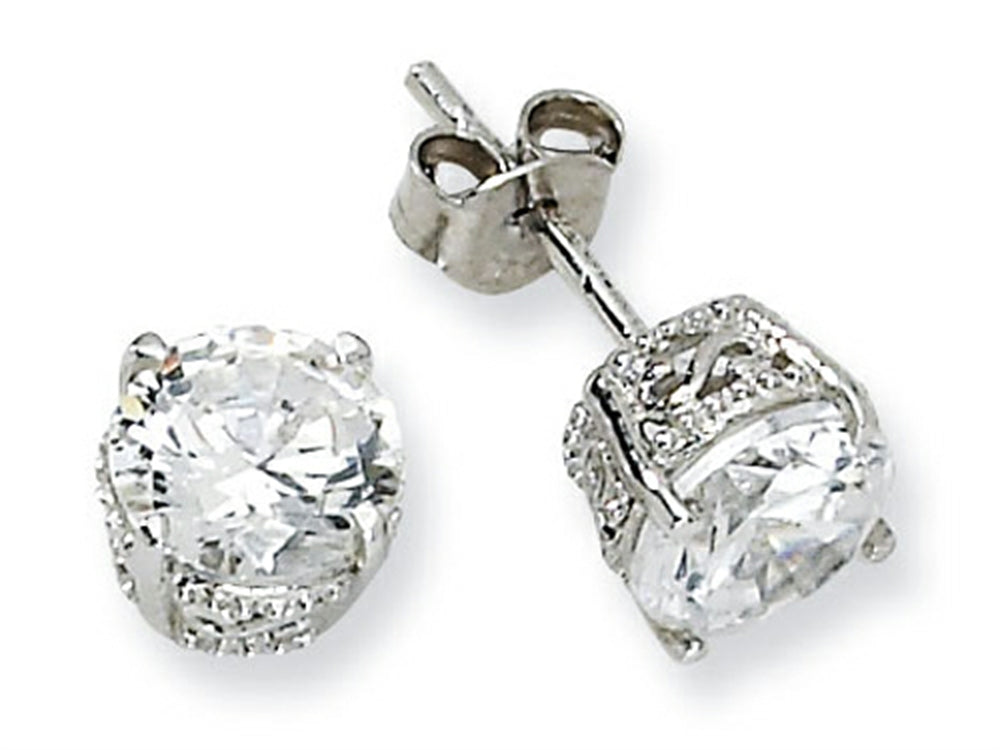 Cheryl M™ Sterling Silver 6.5mm CZ Stud Earrings