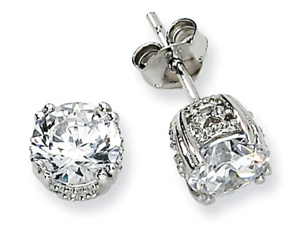 Cheryl M™ Sterling Silver 6.5mm CZ Stud Earrings