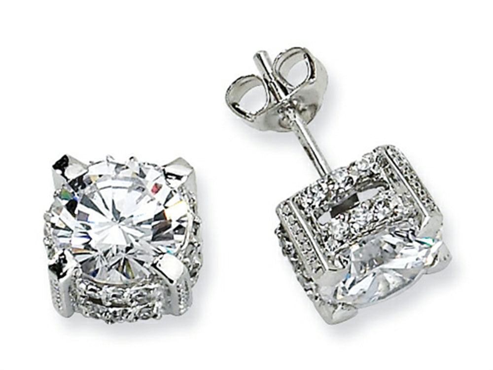 Cheryl M™ Sterling Silver 8mm CZ Stud Earrings