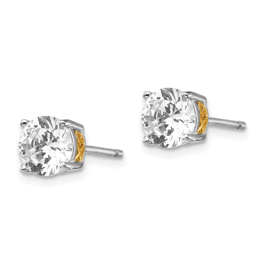 Cheryl M Sterling Silver and Gold Plated X and O 6.5mm CZ Stud Earrings