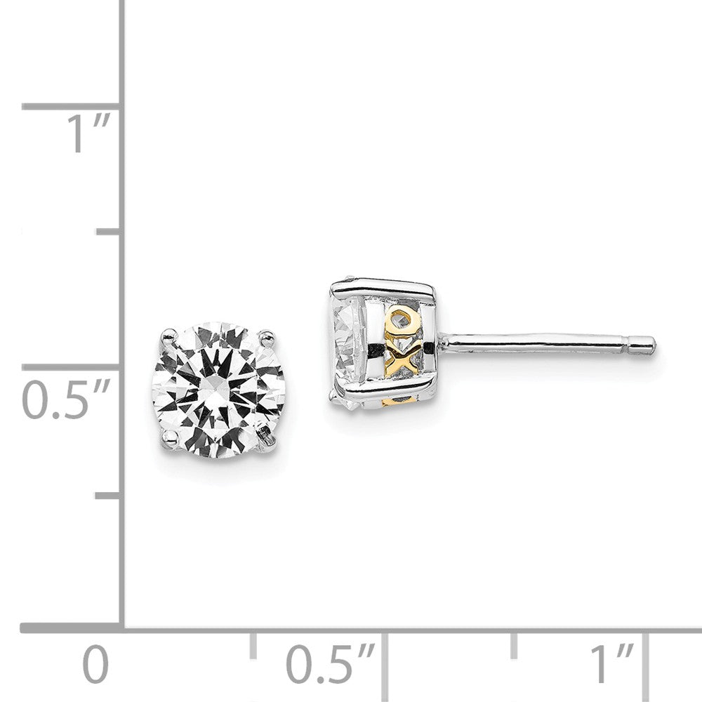 Cheryl M™ Sterling Silver and Gold Plated X and O 6.5mm CZ Stud Earrings