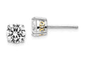 Cheryl M Sterling Silver and Gold Plated X and O 6.5mm CZ Stud Earrings