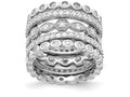 Cheryl M  Rhodium Plated Sterling Silver CZ Eternity Five Ring Set