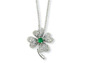 Cheryl M Sterling Silver Simulated Emerald/CZ 4-leaf Clover 18in Necklace