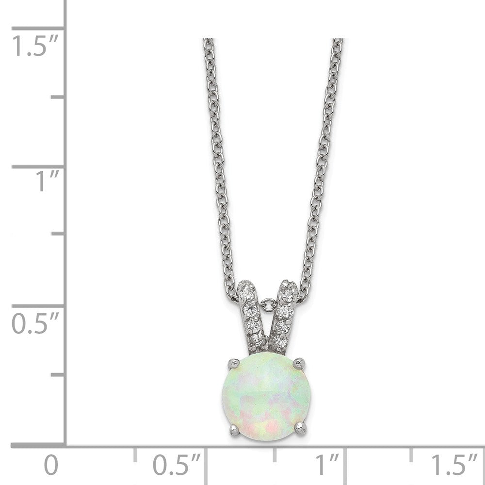 Cheryl M Sterling Silver Synthetic Opal Cabochon and CZ 18in Necklace