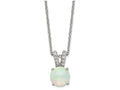 Cheryl M Sterling Silver Synthetic Opal Cabochon and CZ 18in Necklace