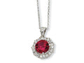 Cheryl M Sterling Silver Synthetic Ruby and CZ 18in Necklace