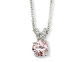 Cheryl M Sterling Silver Pink and White CZ 18in Necklace