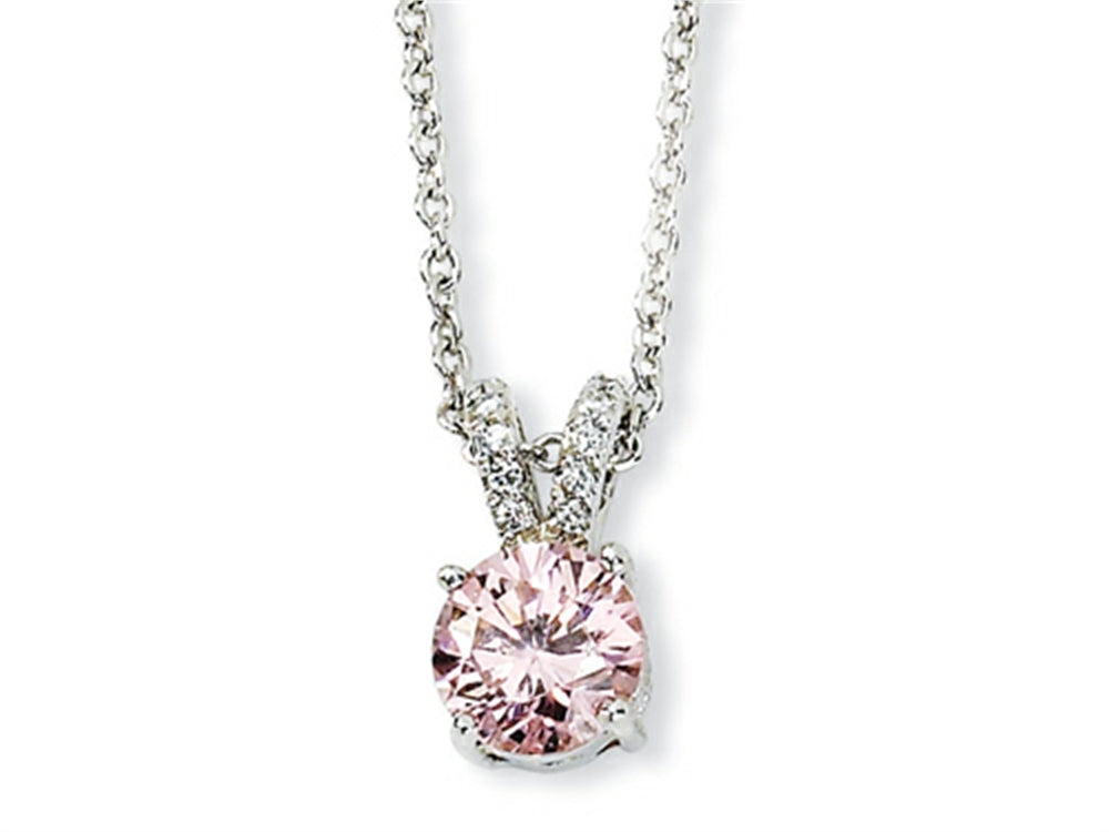 Cheryl M Sterling Silver Pink and White CZ 18in Necklace